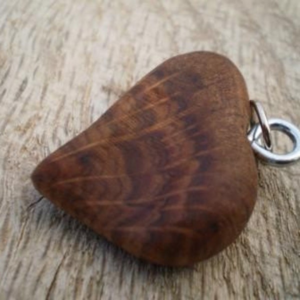 Wood Heart Pendant - Oak - Hand Carved