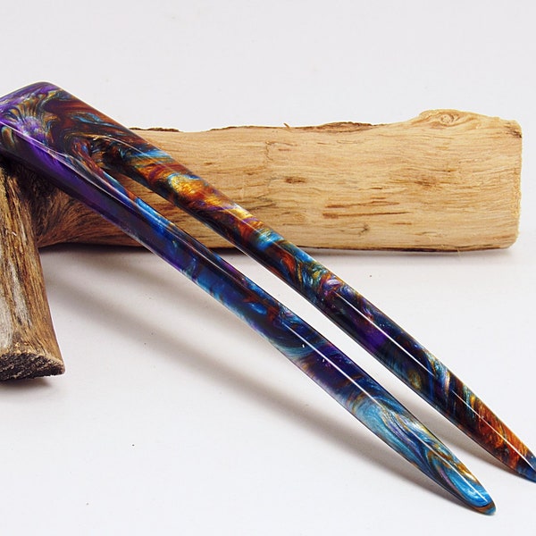 Fire Nebula Acrylic Hair Fork, Hair Jewelry, Hair Pin, Waterproof Hair Fork - No 48