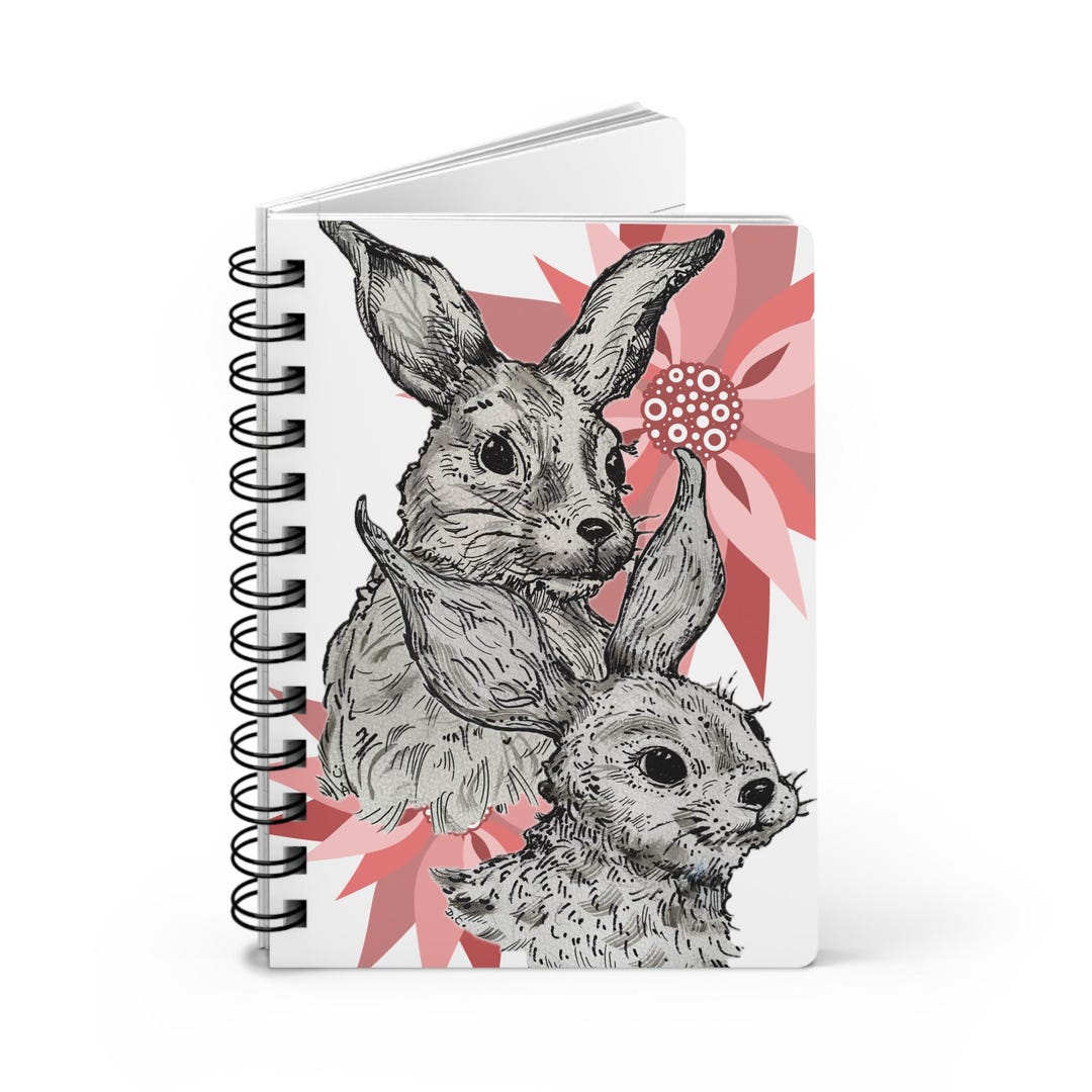 Bunny Couple Sketch Spiral Bound Journal, Spring Easter Notebook, Cute ...