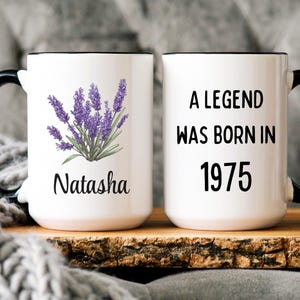 50th Birthday Gift for Woman, Custom Gifts for 50 Years Old, 50th Birthday Coffee Cup, Flower Birthday Mug, Personalized Birthday Gifts Mugs