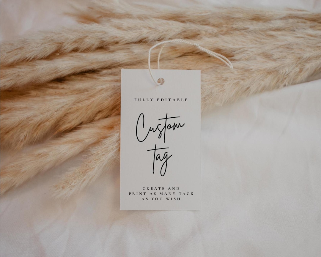 Tag Design Simple Editable Minimalist Tag Template, Custom Calligraphy Labels (canva ...