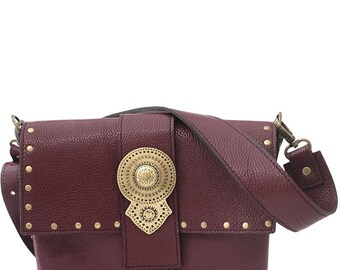 Handmade Crossbody Bag, Full Grain Leather Shoulder Bag with Adjustable Strap, Elegant Everyday Women Burgundy Bag, Gift for Her