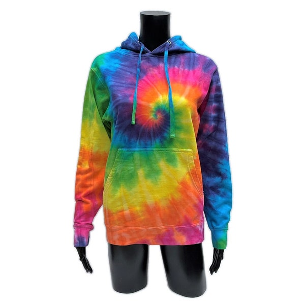 Bunter Tie-Dye-Hoodie für Erwachsene, warmer Unisex-Baumwollpullover, buntes Damen-Sweatshirt, Regenbogen-Kleidung