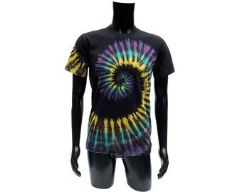 Tie Dye Adult T-shirt, Men's Black Tie Dyed Tee Shirt, DJ Party Shirt. Gift for Boyfriend