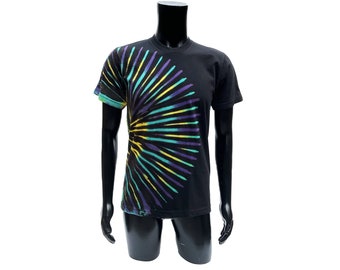 Tie Dye Adult T-shirt, Men's Black Tie Dyed TShirt, Hippie Party Shirt