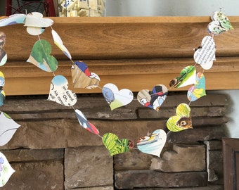 Children's Book Page Garland: Heart Garland, Storybook Decor