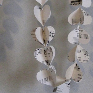 double heart vintage music sheet garland