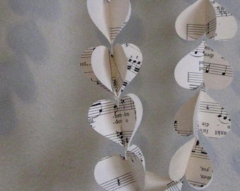 double heart vintage music sheet garland