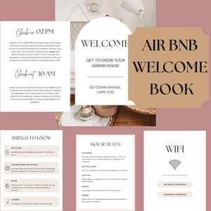 Plantilla de Canva para libro de bienvenida de Airbnb / Guía de alquiler editable / Carpeta para anfitriones / Manual de información y alojamiento para huéspedes / Plantilla para alquileres a corto plazo