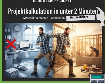 Construction Cost Calculator for Tradespeople (Google Sheets) | Project Calculation & Material Planner | Tradesperson Cockpit | Automatic Project Cost Accounting