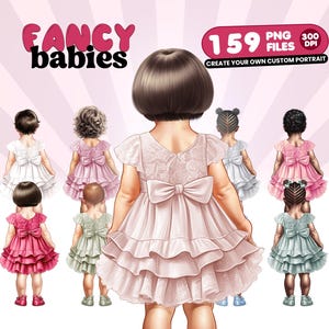 Créateur de portrait de bébé personnalisé - 159 fichiers PNG pour oeuvre d'art bébé bricolage, clipart bébé fantaisie, téléchargement numérique, haute résolution 300 DPI