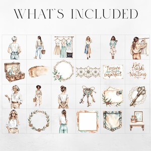 May include: A collection of watercolor illustrations featuring fashion-themed elements. The image includes depictions of women, clothing, accessories, and decorative elements. Text at the top reads "WHAT'S INCLUDED".