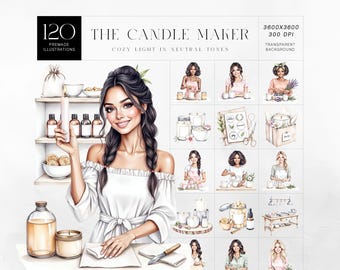 Candle Making Clipart Kit, Handmade Candle Business Watercolor Set