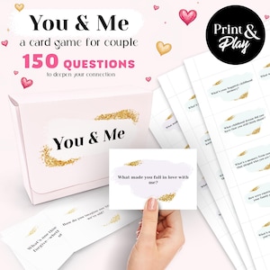 You and Me Printable Couple Card Game with 150 Deep Connection Questions, DIY Date Night Game for Couples, Romantic Conversation Starter Kit
