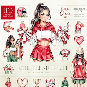 American Football Cheer Clipart, Cheerleader Life, Game Day Girls, truien en school Pride, commercieel gebruik