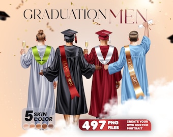 Graduation Men Clipart Bundle – Customizable PNG Files