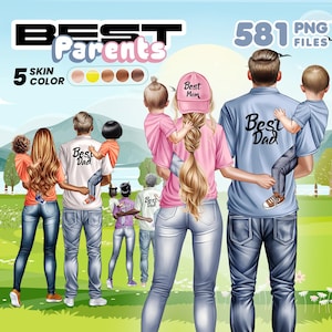 Portrait de famille personnalisé créateur clipart - 581 fichiers PNG, meilleurs cliparts parents, meilleure conception modifiable maman papa, art familial personnalisé