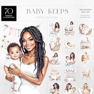 Babys Momente Clipart Bundle, 70 Babys erste Jahr Erinnerungen, kleine Andenken, Mama und Baby Kunst, kommerzielle Nutzung