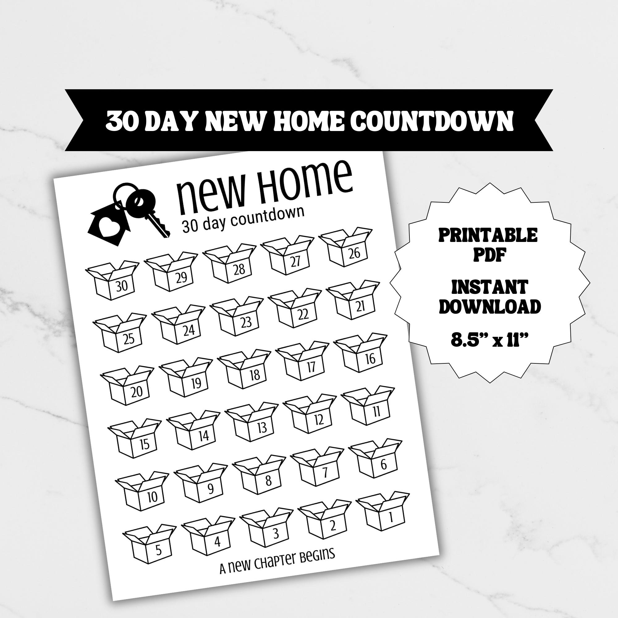 New Home Countdown, Moving Countdown, 30 Day Printable Countdown ...