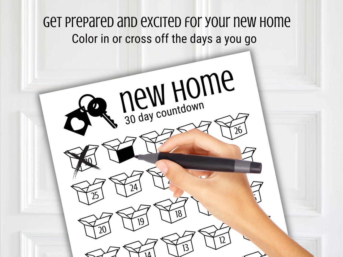 New Home Countdown, Moving Countdown, 30 Day Printable Countdown ...
