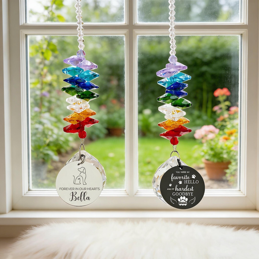 Personalized Rainbow Bridge Pet Suncatcher, Memorial Ornament - Etsy