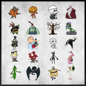 Spooky Cartoon Monster Bundle | Creepy Halloween Characters | Digital Download for Crafts, Stickers & Invitations | Ready for Cricut |