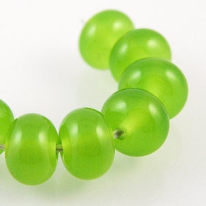 Ectoplasm Green Lampwork Beads, Handmade Glass Spacers