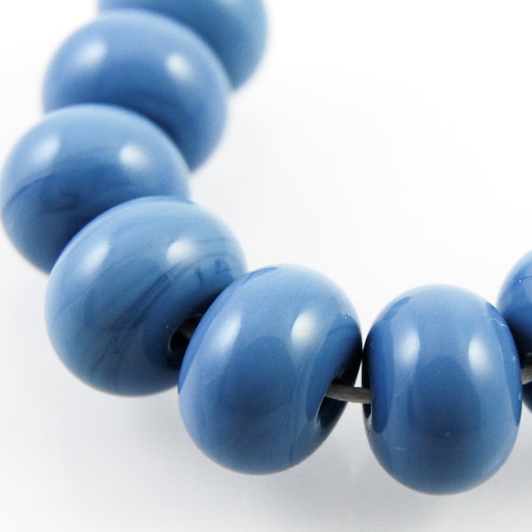 Denim Blue Lampwork Spacer Beads, Handmade Glass, Jewelry Supplies