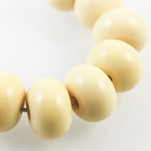 Banana Cream Lampwork Spacer Beads, Handmade Glass Bead Jewelry Supplies, Pale Yellow image 1