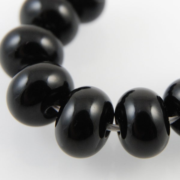 Jet Black Lampwork Spacer Beads, Handmade Lampwork Beads, Jewelry Supplies, SRA