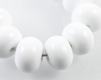 White Lampwork Spacers, Handmade Lampwork Beads, Jewelry Supplies