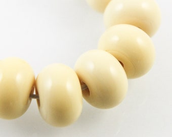 Banana Cream Lampwork Spacer Beads, Handmade Glass Bead Jewelry Supplies, Pale Yellow