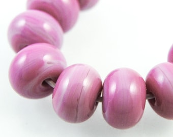 Hot Pink Lampwork Spacer Beads, Handmade Glass Jewelry Supplies, Fuchsia