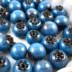 Blueberry Lampwork Bead, Handmade Glass Berry, Single Fruit Bead