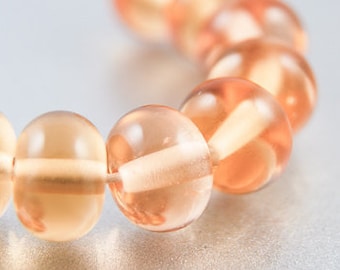 Contas espaçadoras transparentes de pêssego, suprimentos para joias de vidro, SRA artesanal