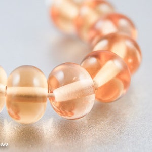 Transparent Peach Lampwork Spacer Beads, Glass Jewelry Supplies, Handmade SRA image 1