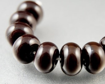 Chocolate Brown Lampwork Spacer Beads, Handmade Glass Jewelry Supplies