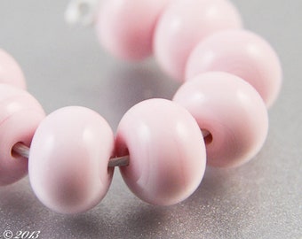 Bubblegum Pink Lampwork Beads, Glass Spacers, Handmade Jewelry Supplies