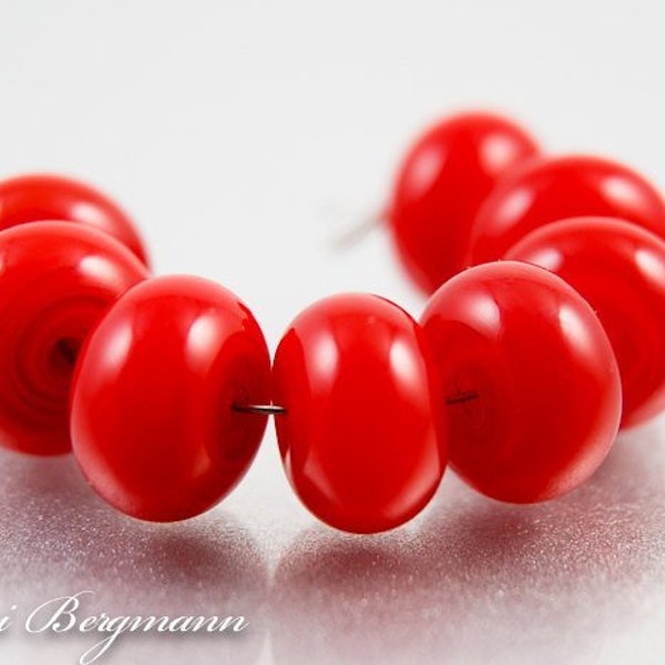 Perles intercalaires au chalumeau rouge marasquin, verre, coquelicot, fait main SRA