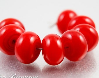 Maraschino Red Lampwork Spacer Beads, Glass, Poppy, Handmade SRA