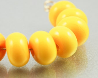 Perles intercalaires en verre au chalumeau jaune souci, fournitures de bijoux, faites à la main