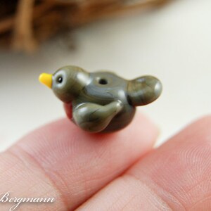 Red Robin Handmade Lampwork Glass Bead, Spring Brown Bird image 4