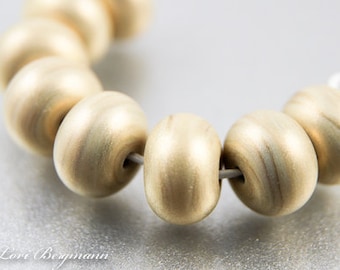 Streaky Gold Shimmer Lampwork Spacer Beads, Handmade Jewelry Supplies