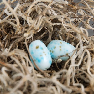 Mini Robin Eggs Handmade Lampwork Beads Earring Pair Blue Glass SRA image 2