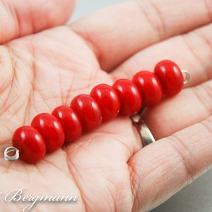 Maraschino Red Lampwork Spacer Beads, Glass, Poppy, Handmade SRA image 4