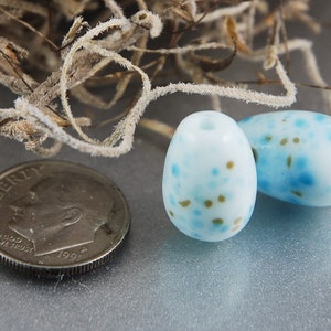 Mini Robin Eggs Handmade Lampwork Beads Earring Pair Blue Glass SRA image 3