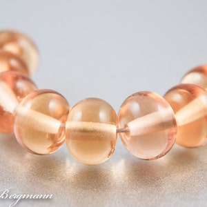 Transparent Peach Lampwork Spacer Beads, Glass Jewelry Supplies, Handmade SRA image 3