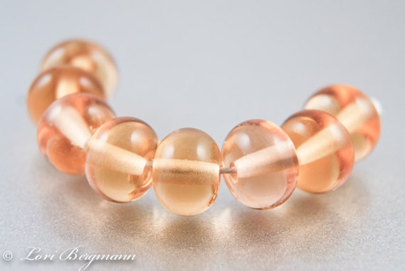 Transparent Peach Lampwork Spacer Beads, Glass Jewelry Supplies, Handmade SRA image 3