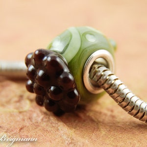 Green Acorn Large Hole Charm Bead, Lampwork Glass, Fall, Autumn, Handmade SRA image 3