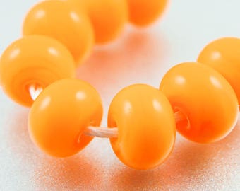 Citrus Yellow Orange Spacer Beads, Lampwork Glass, Handcrafted Jewelry Supplies, Bright